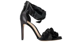 Alexandre Birman Sandalias con adornos de volantes en cuero negro 