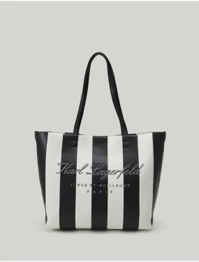 Bolso Karl Lagerfed Hotel Karl Beach Stripe Tote Negro