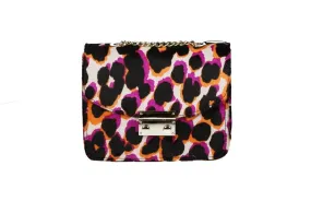 Bolso Pelo Manchas Fuxia/naranja Animal Print