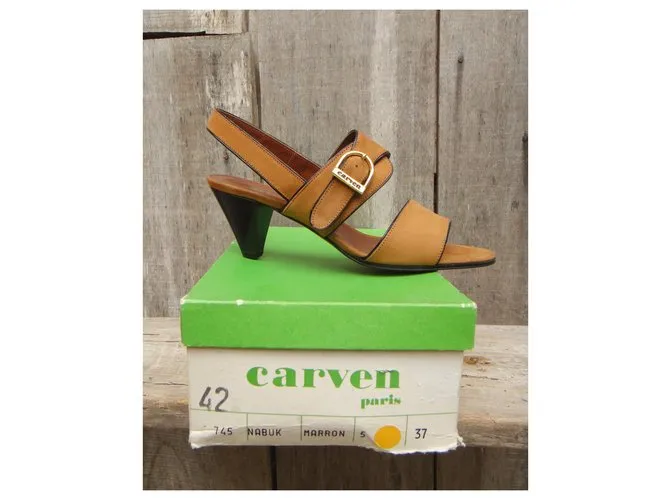 Carven sandalias vintage caven p 37 Nueva condición Marrón claro 