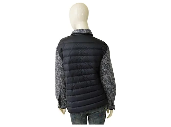 Chaqueta acolchada de plumón azul y blanco MONCLER Camicia Giubbotto, talla 42 para mujer. 