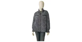 Chaqueta acolchada de plumón azul y blanco MONCLER Camicia Giubbotto, talla 42 para mujer. 