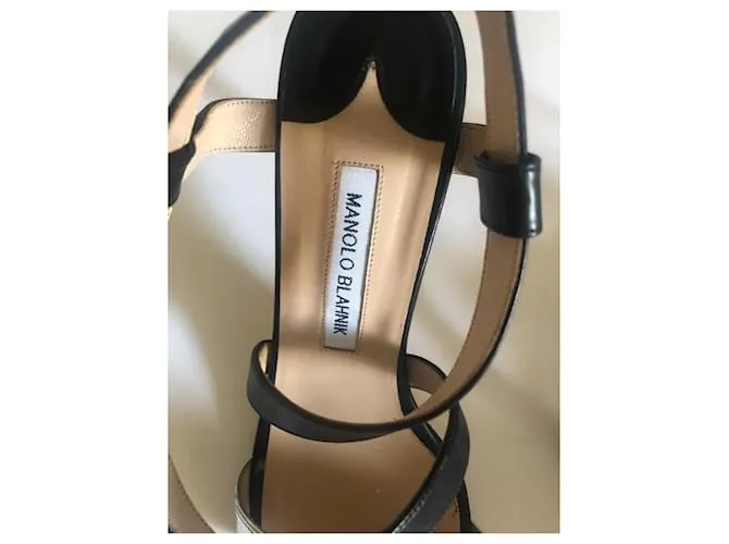 Manolo Blahnik Sandalias Negro Plata 