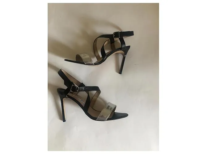 Manolo Blahnik Sandalias Negro Plata 