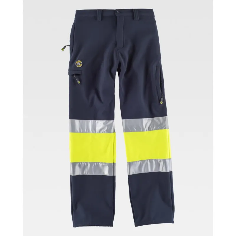 Pantalón Workshell combinado con alta visibilidad y bolsillos internos WORKTEAM S9820