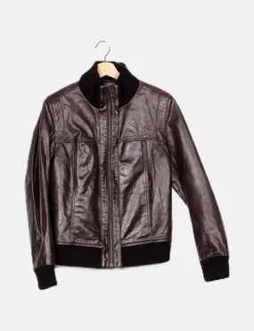 Tom Collins Chaqueta biker marrón piel