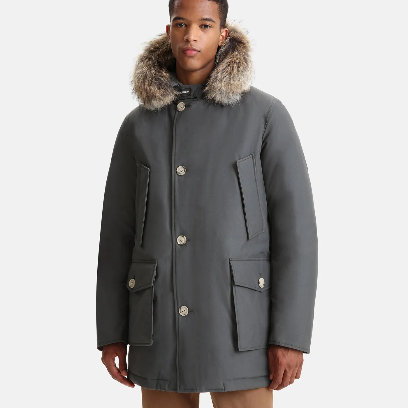 Woolrich Arctic Detachable Fur Parka Men's Grey Shadow