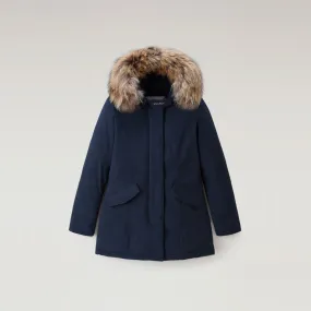 Woolrich Luxury Arctic Raccoon Parka Women's Melton Blue